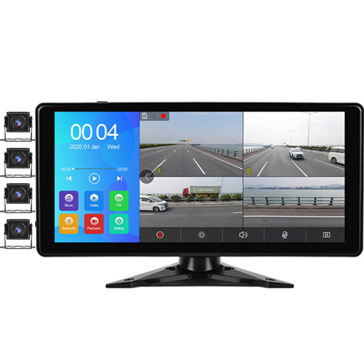 10.36in 1080P Car DVR Monitor Full View Touch Screen Backup Cameras For Truck RV