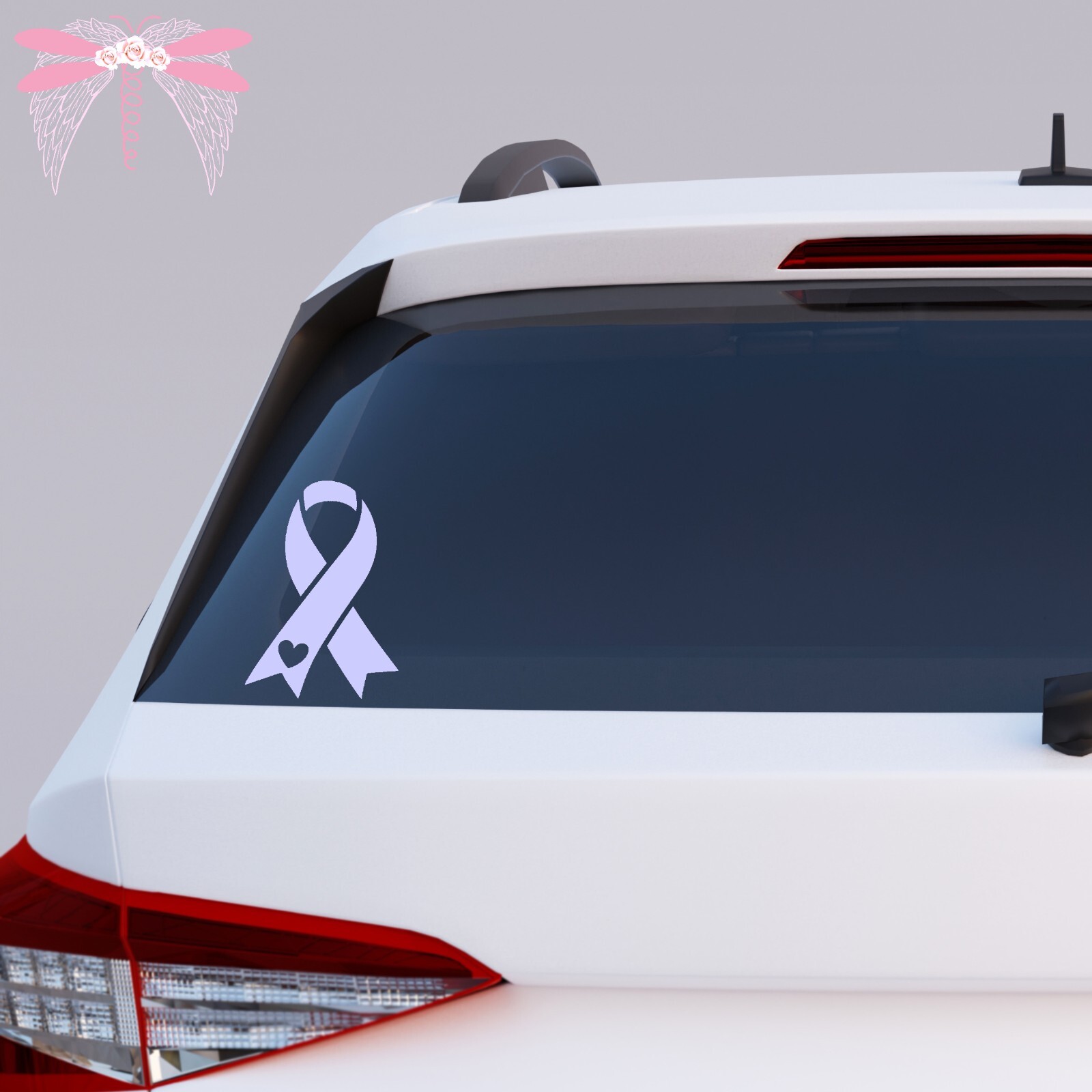 Esophageal Cancer Heart Awareness Ribbon Periwinkle Vinyl Decal Sticker 22 Sizes