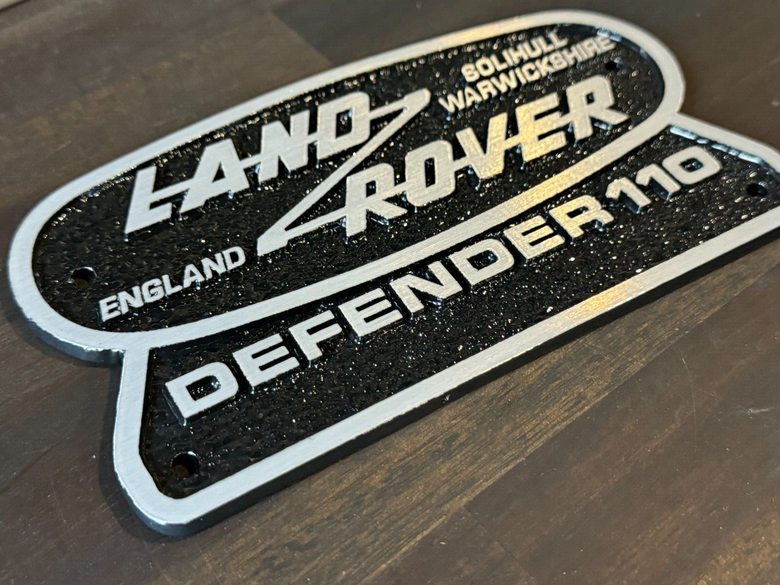 ALUMINIUM SOLID DIE-CAST LAND ROVER DEFENDER 110 SOLIHULL WARWICKSHIRE BADGE OEM