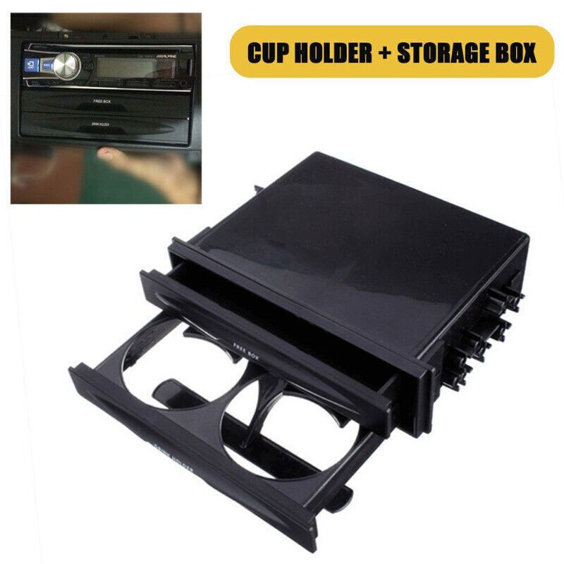 Universal Car Dash Trim Double Din Radio Pocket Kit Drink Cup Holder Storage Box
