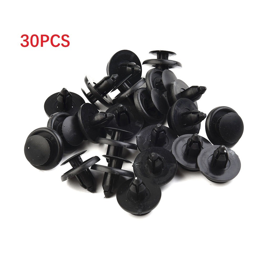 30 x 7mm Hole Dia Plastic Rivets Fastener Push Clips Black for Car Auto for