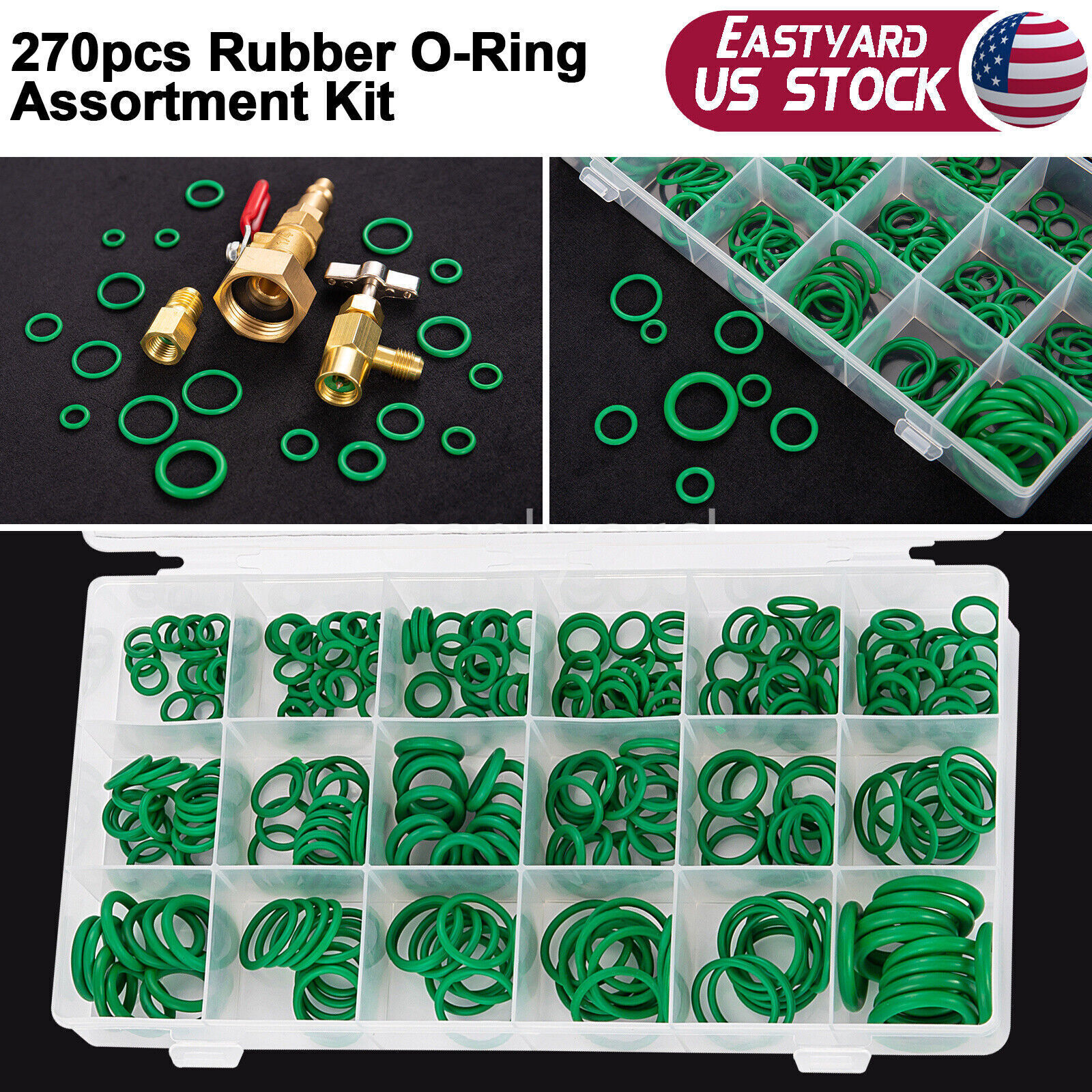 New 270PCS Metric Rubber O-Ring Washer Assortment Kit Gasket Automotive Seal Set