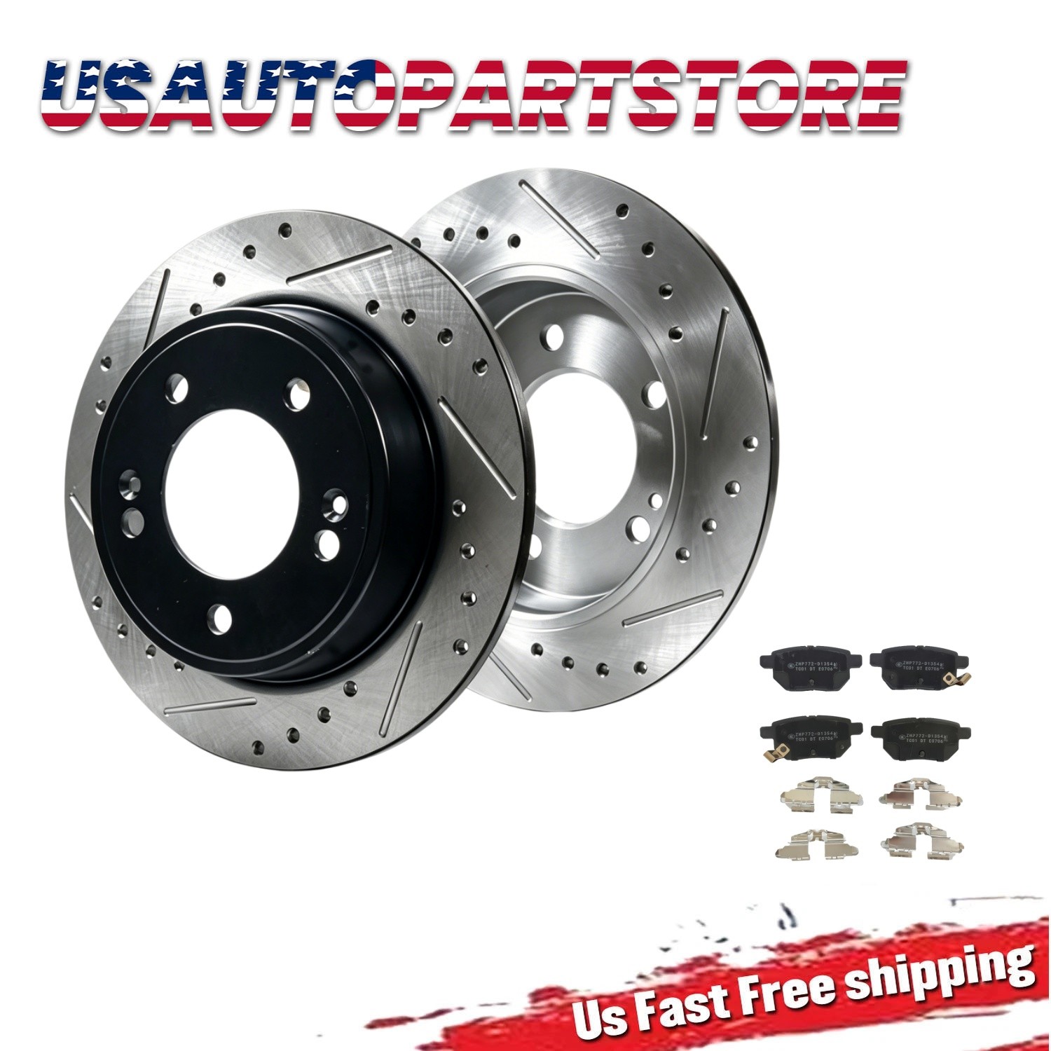 10.20in Rear Drilled Disc Rotors Brake Ceramic Pads fit 2014-2018 Toyota Corolla