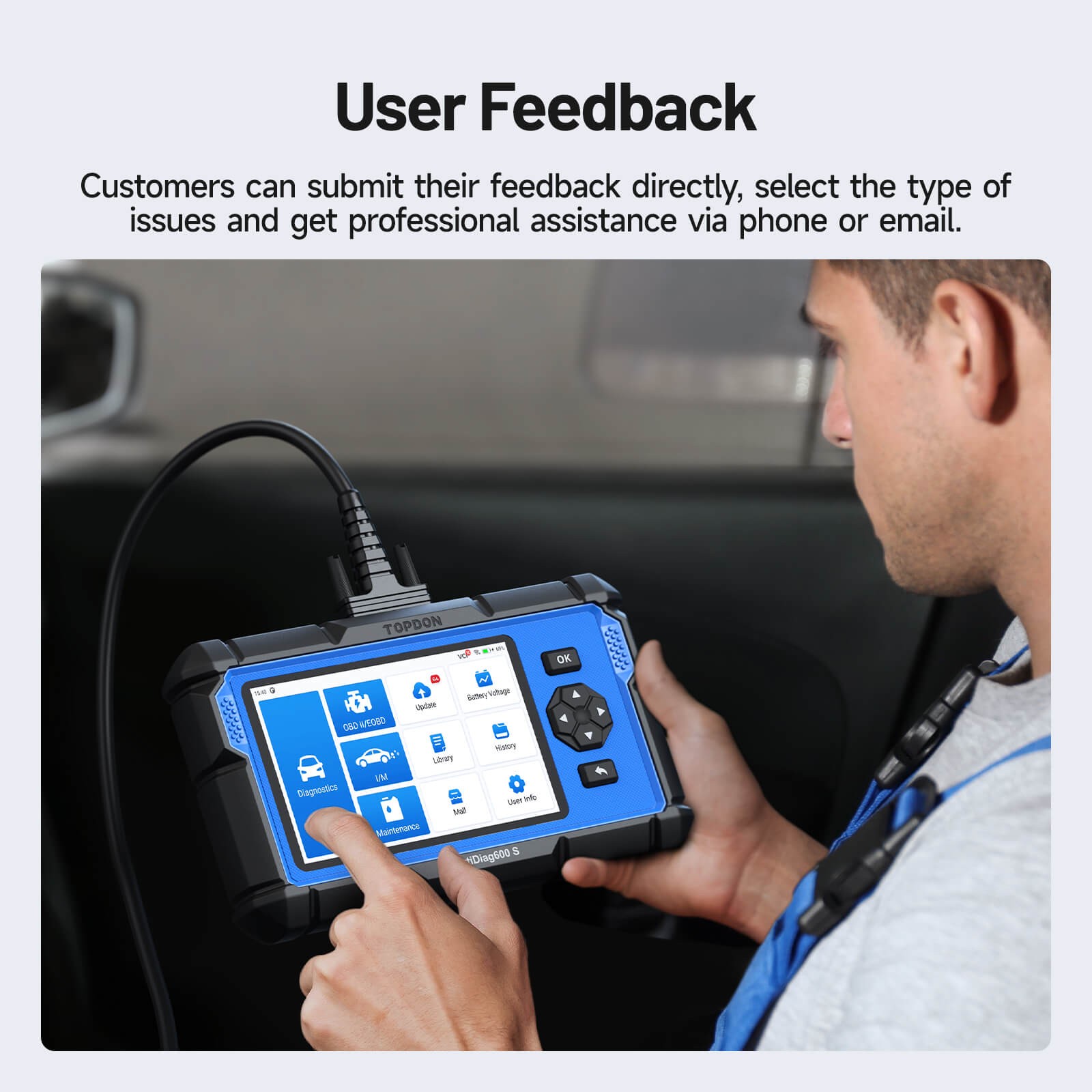 TOPDON AD600S OBD2 Scanner Diagnostic Tool ABS SRS SAS EPB TPMS BMS Reset Tool