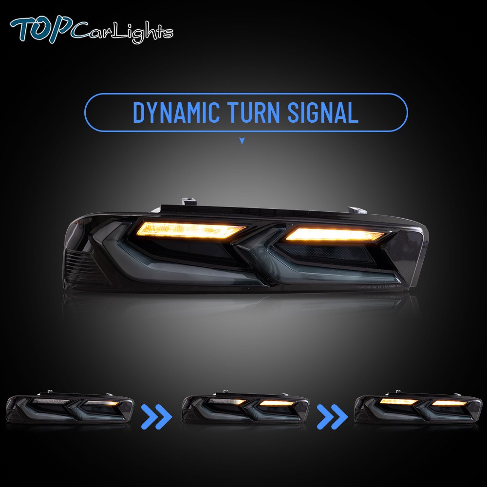 VLAND LED Headlights + Smoked Tail Lights For Chevrolet Chevy Camaro 2016-2018