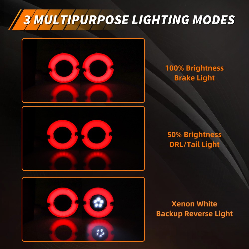 4X Smoked Red LED Rear Tail Light & White Backup Lamps For 1975-1979 Corvette C3