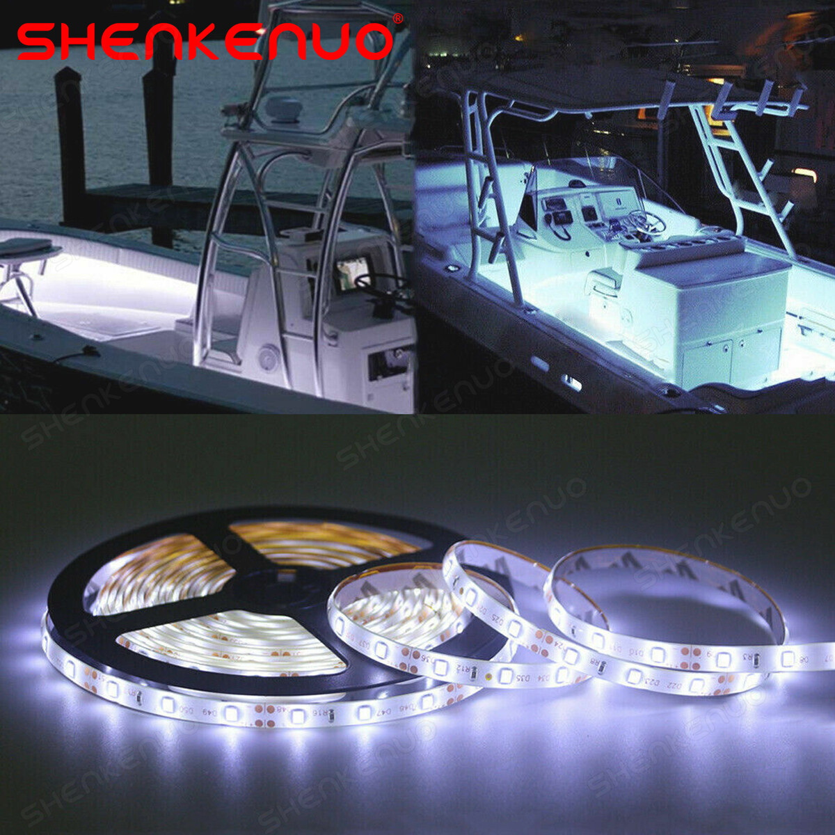 5M 3528 LED Strip Light 300 LEDs Super Bright 7000K Cool White Waterproof IP65