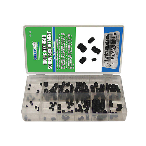 GRIP 160pc Hex Head Screw Assortment Steel Screws Kit Various Sizes Set 43150