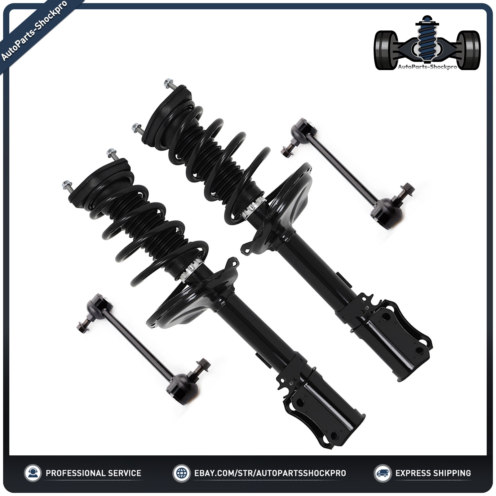 For Toyota Highlander Lexus RX330 RX350 FWD Rear Struts Sway Bars w/ Coil Spring