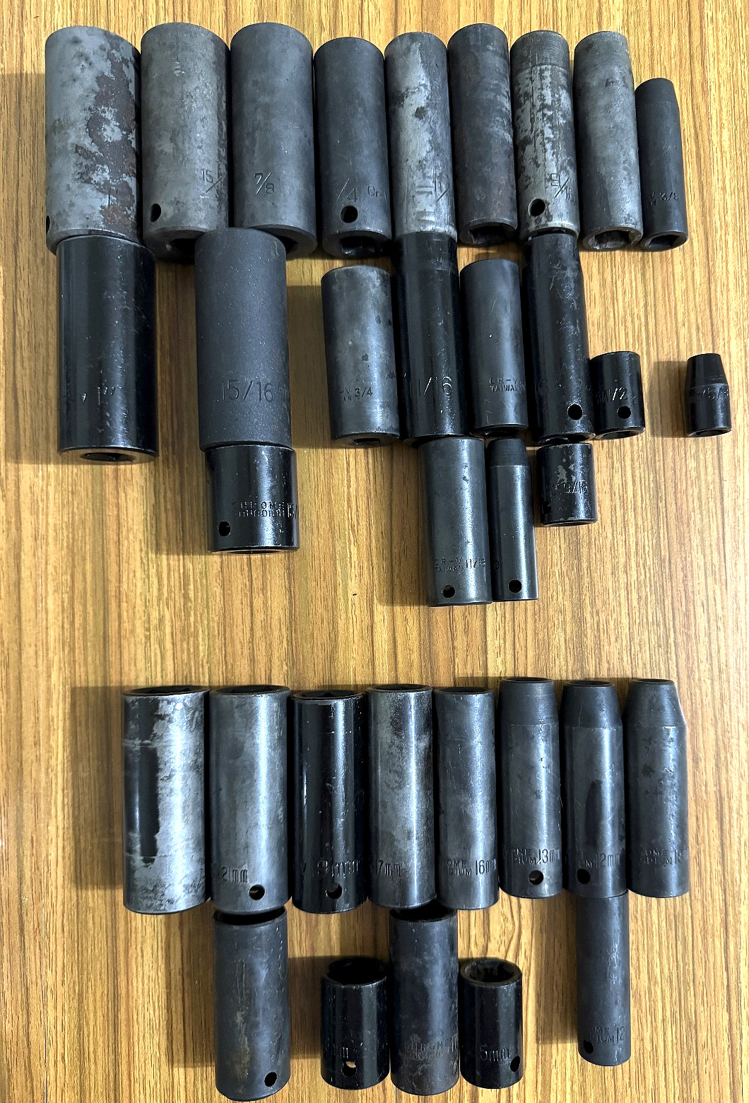 34 Mixed Impact Sockets, 1/2″ & 3/8″ Drive, Inch & MM