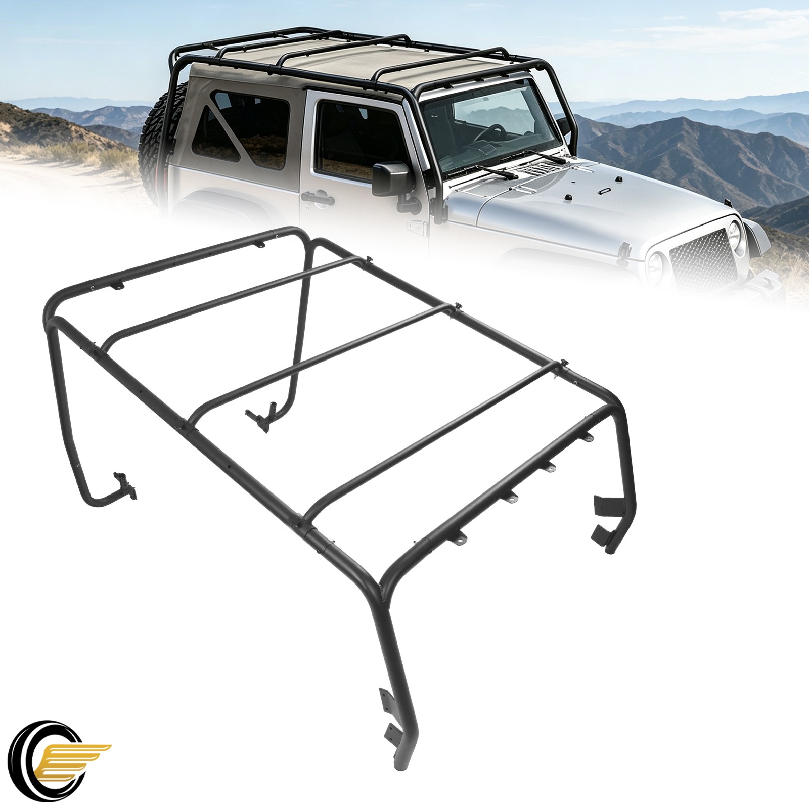 350LBS For Jeep Wrangler JK 2 Door 2007-2018 Top Roof Rack Luggage Carrier Steel