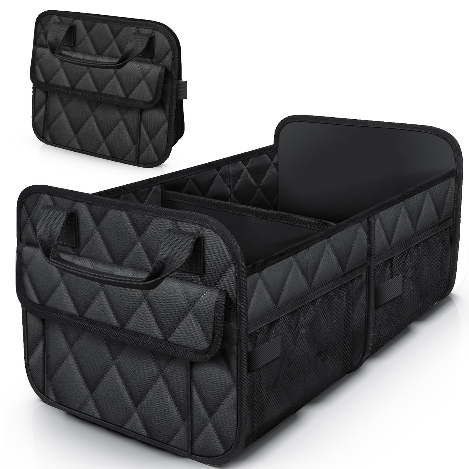 Foldable Car Trunk Organizer For SUV Truck 2 Compartments Storage Bin Box