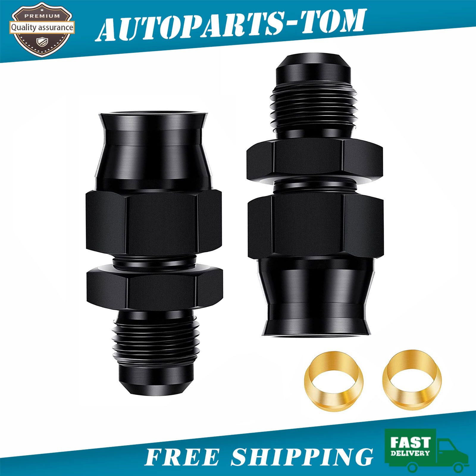 2pcs 5/16″ 8mm OD alloy Tube hard line to Adapter 6AN Male Flare Hose Fitting