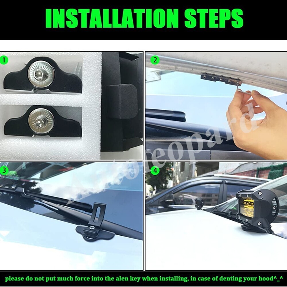 2x Hood led Work Light bar Mount Brackets Clamp Holder For Jeep Truck SUV Truck