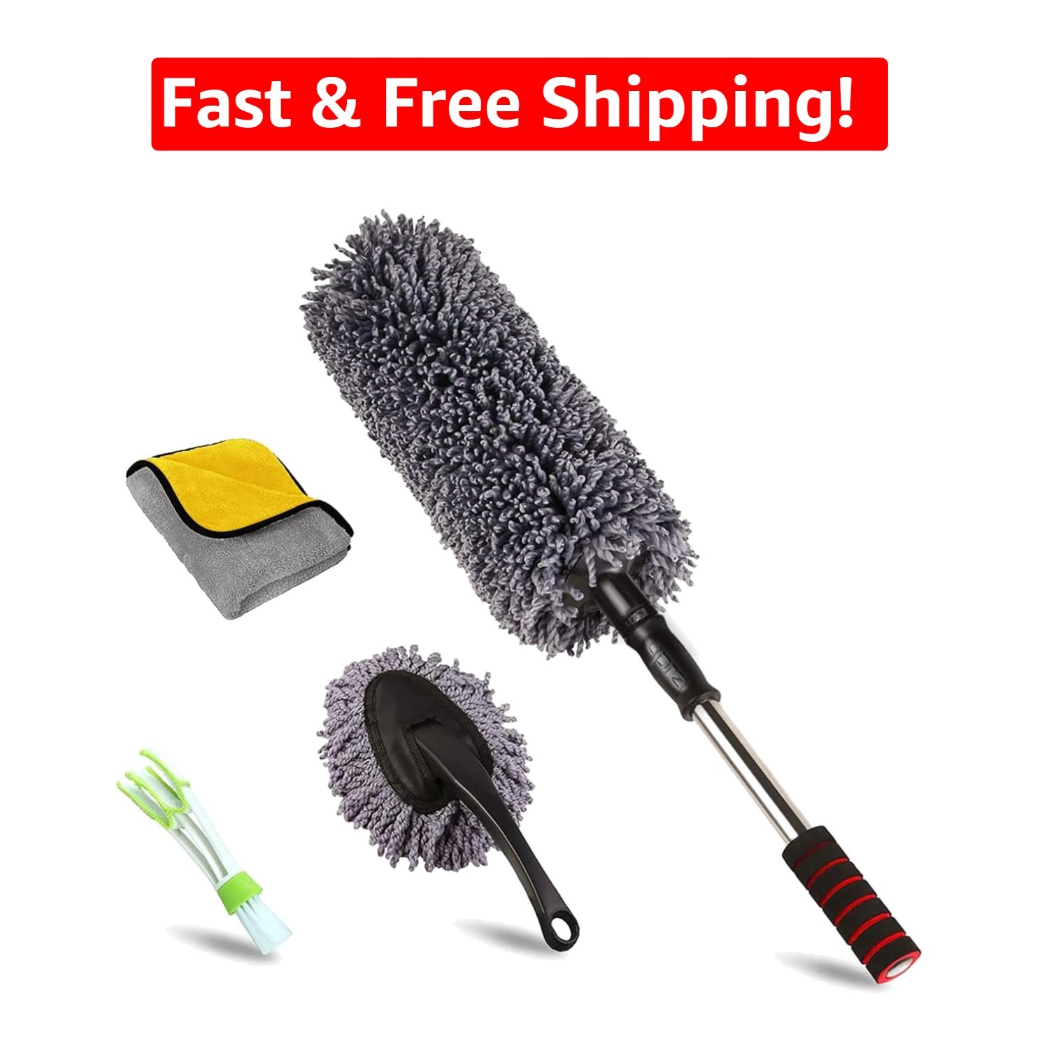 Versatile Microfiber Duster Kit – Scratch-Free, Lint-Free, and Machine Washable