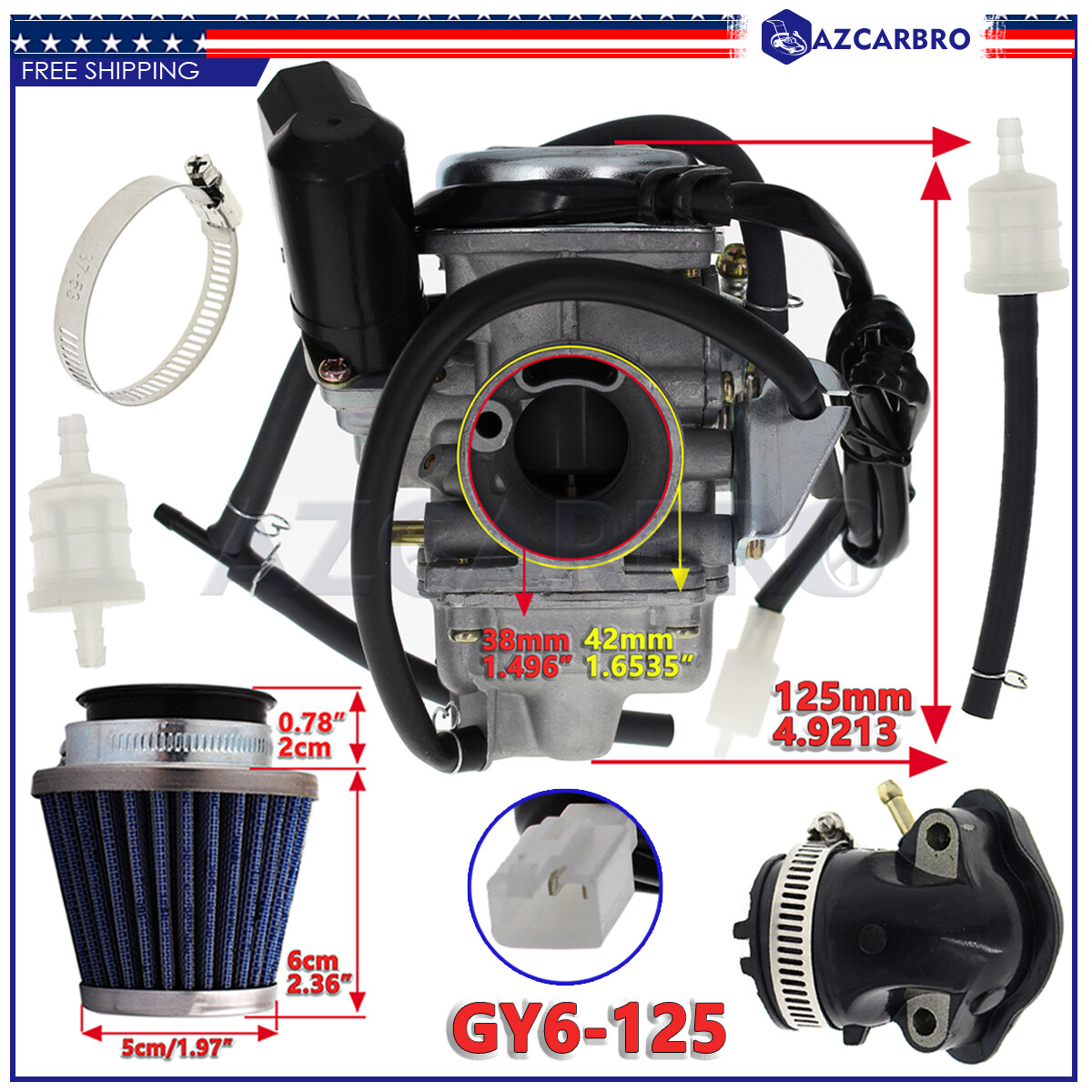 Carburetor 26mm Air Filter for GY6 150cc ATV Go Kart Scooter Kazuma Taotao SunL