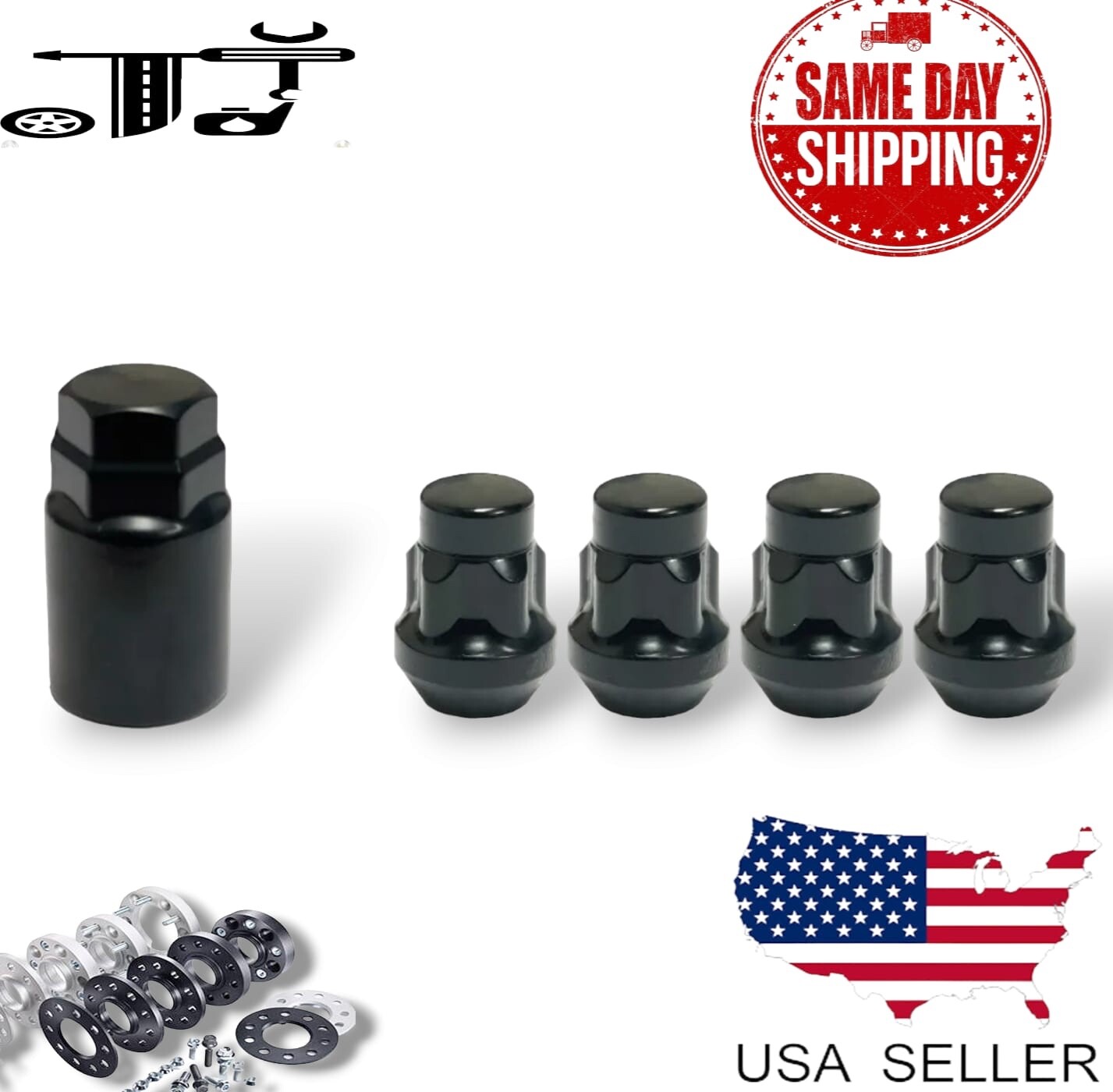 4Pc Black M12x1.5 Anti-Theft Wheel Lock Lug Nut Kit Fit Acura Honda Models
