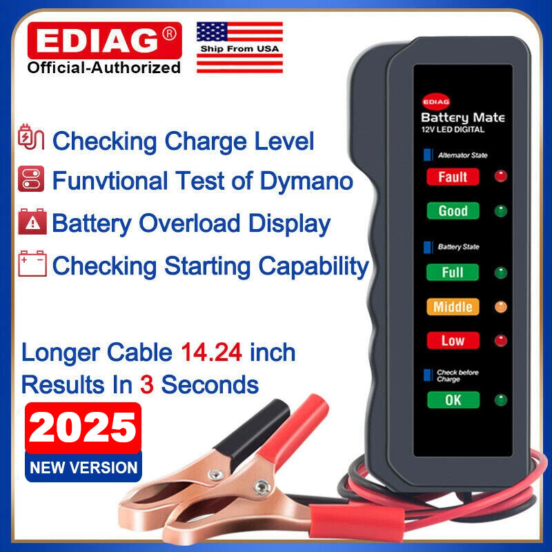 12V Car Battery Tester Alternator Tester Automotive Battery Checker Analyzer