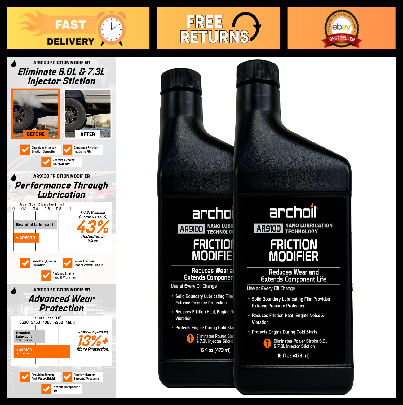 Friction Modifier Value Pack – 2 x 16oz Bottles for Powerstroke Engine Treatment