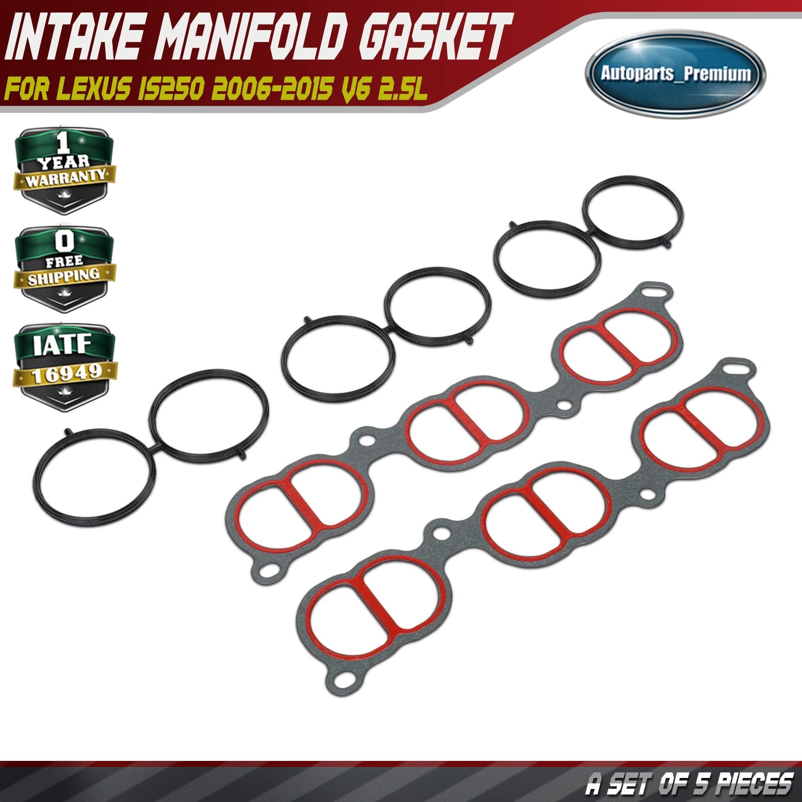 Lower & Upper Engine Intake Manifold Gasket Set for Lexus IS250 2006-2015 2.5L