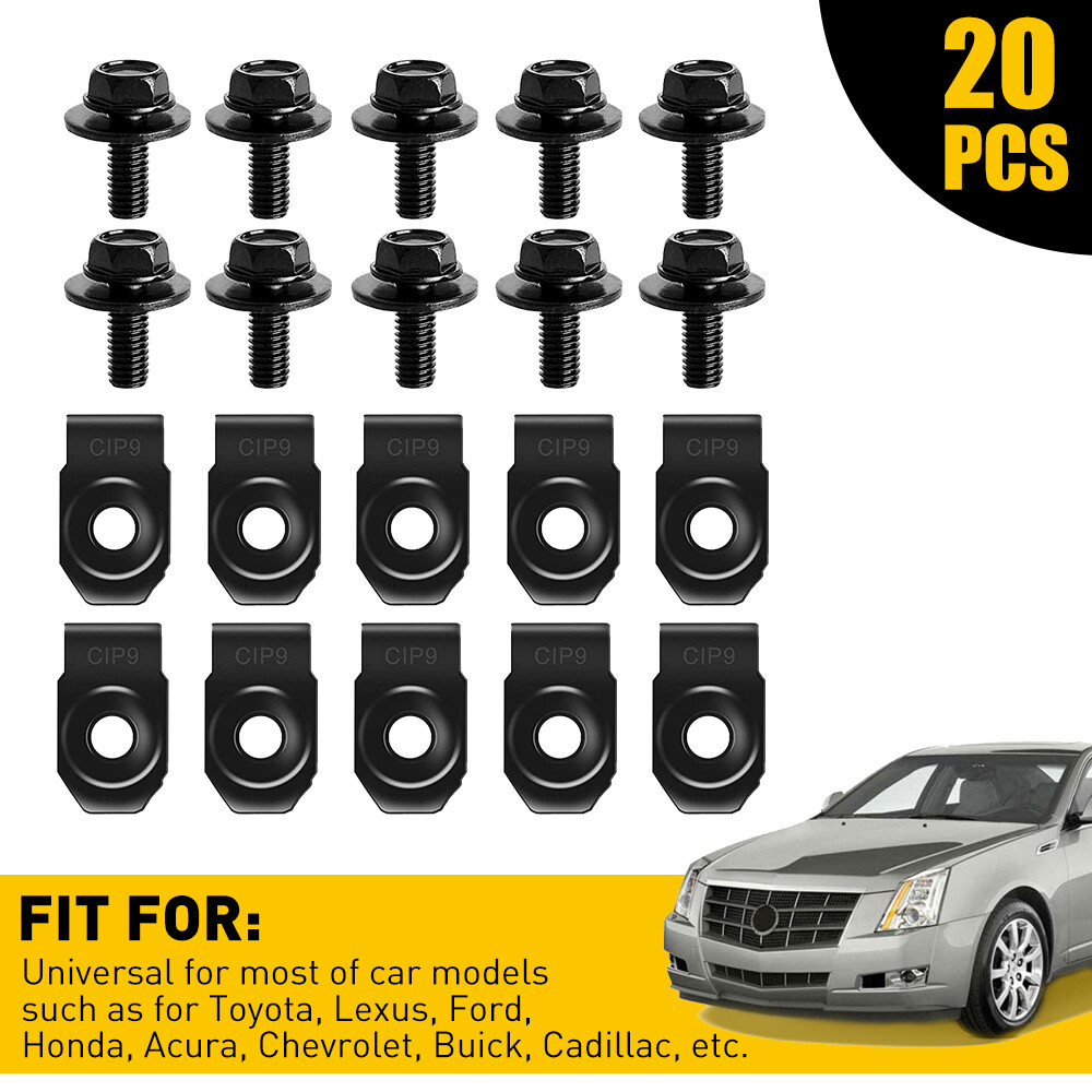 For GM Truck Body Bolts&U-nut Clips- M6-1.0 x 20mm- 10mm Hex- 20pcs (10ea)- #150