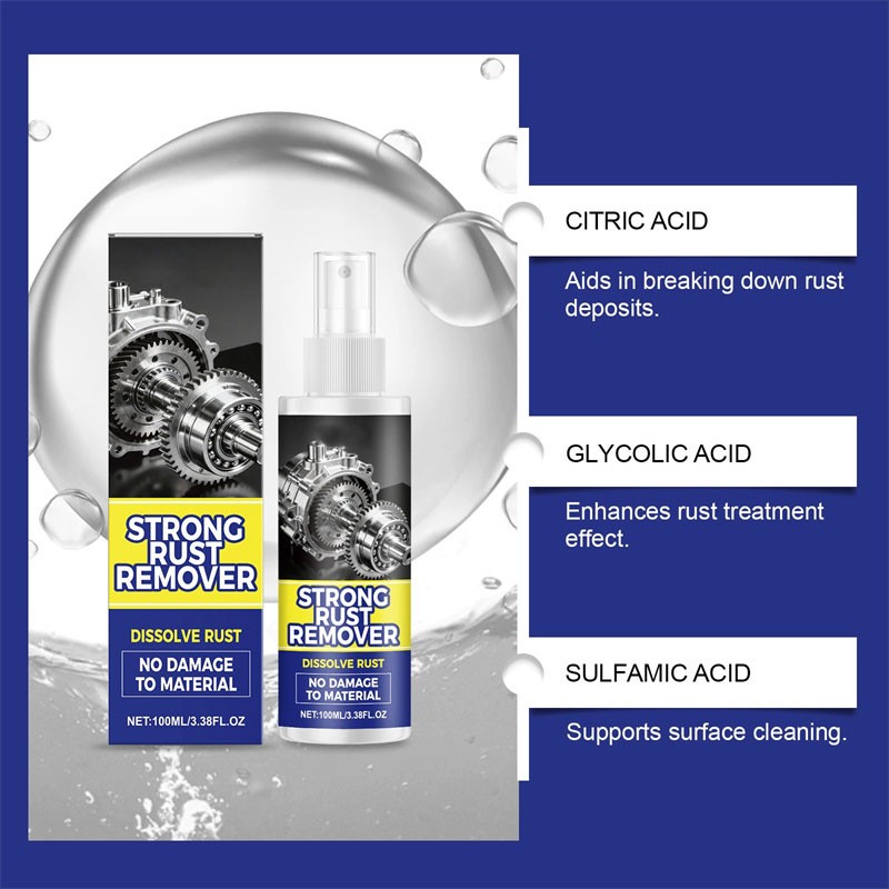 Strong Rust Remover 100ml/3.38fl.oz Powerful Rust Removal Spray For Cars &Tools