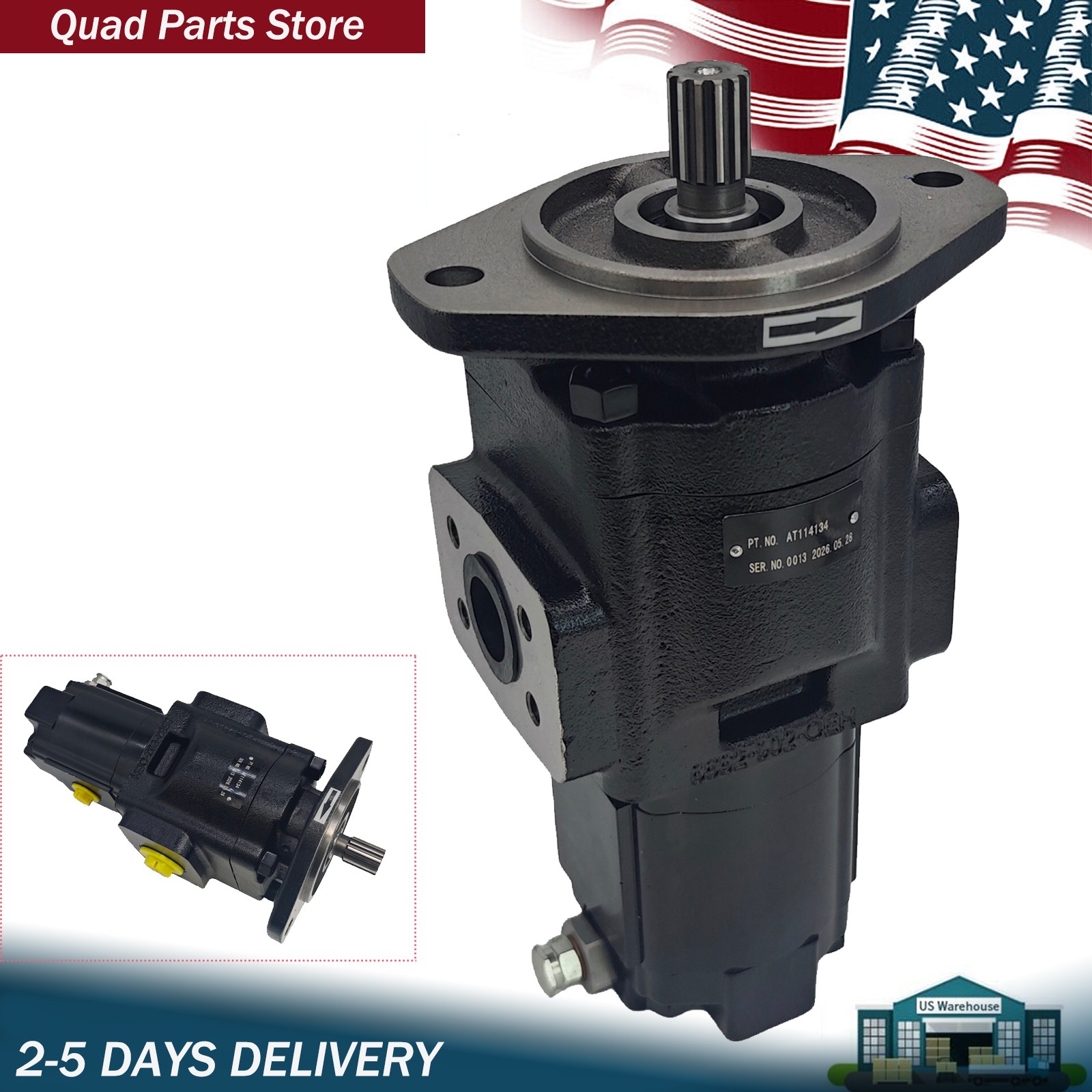 Hydraulic Pump AT114134 for John Deere 310C 310D 315C 300D Backhoe Loader