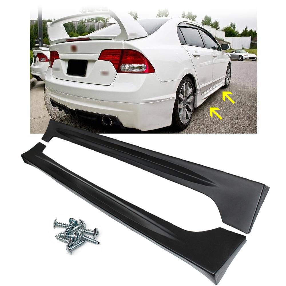 Fits 06-11 Honda Civic Sedan 4door 4DR Mugen RR Style Side Skirts Unpainted – PP