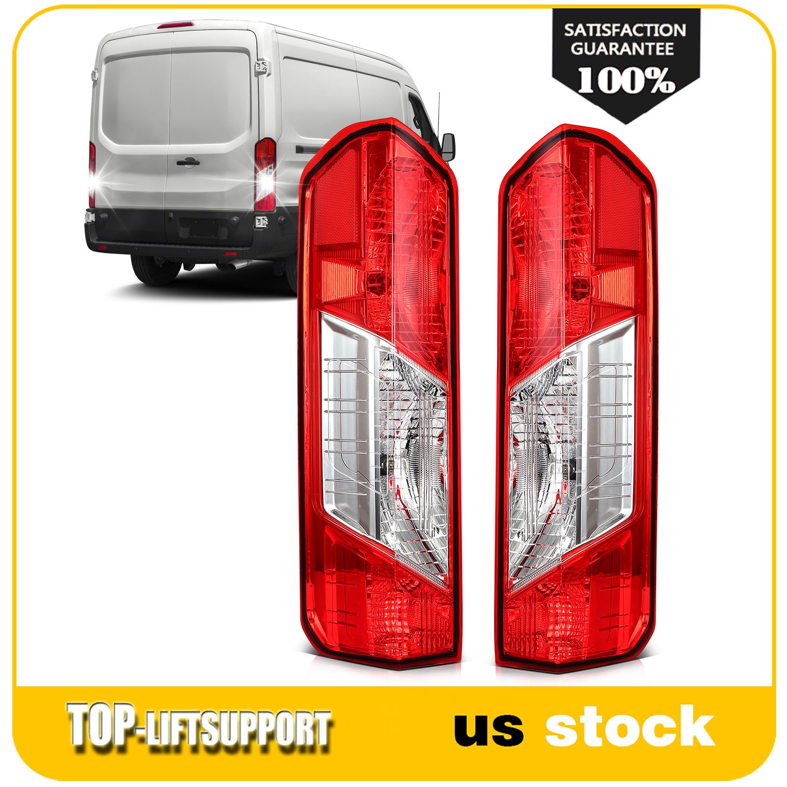 Pair Rear Tail Light Assembly For 2015-2023 Ford Transit 150 250 350 Red Housing