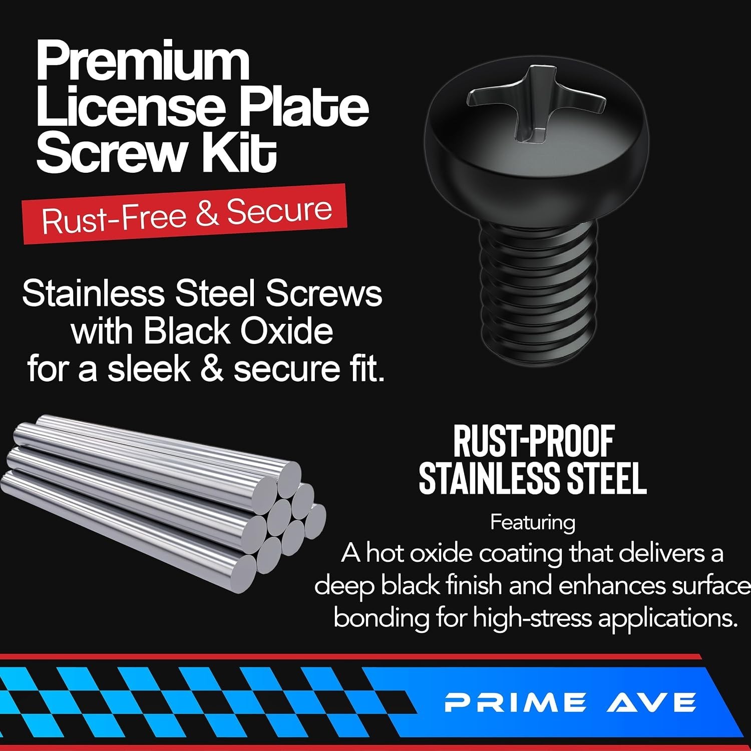 Rust-Proof Black Oxide License Plate Screws for BMW – 4 Piece Set, Easy Install