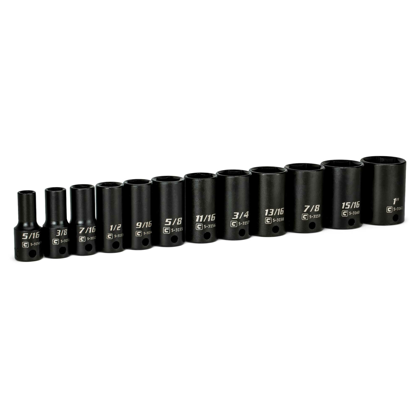 Capri Tools 3/8 in. Drive Semi-Deep Impact Socket Set, SAE, 12-Piece