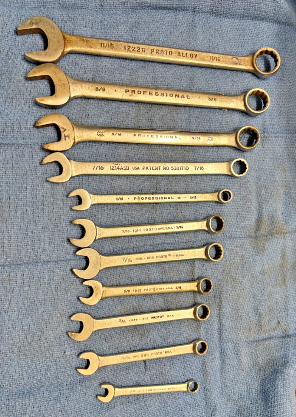 Lot of 11 PROTO Mixed Combo Wrench Lot, Made in USA, Vintage