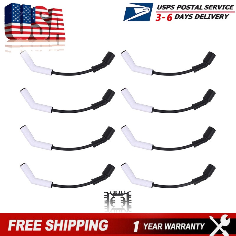 9070C Ceramic Boot Spark Plug Wires Set For GM Chevy 4.8L 5.3L 6.0L LS3 LS7 LT