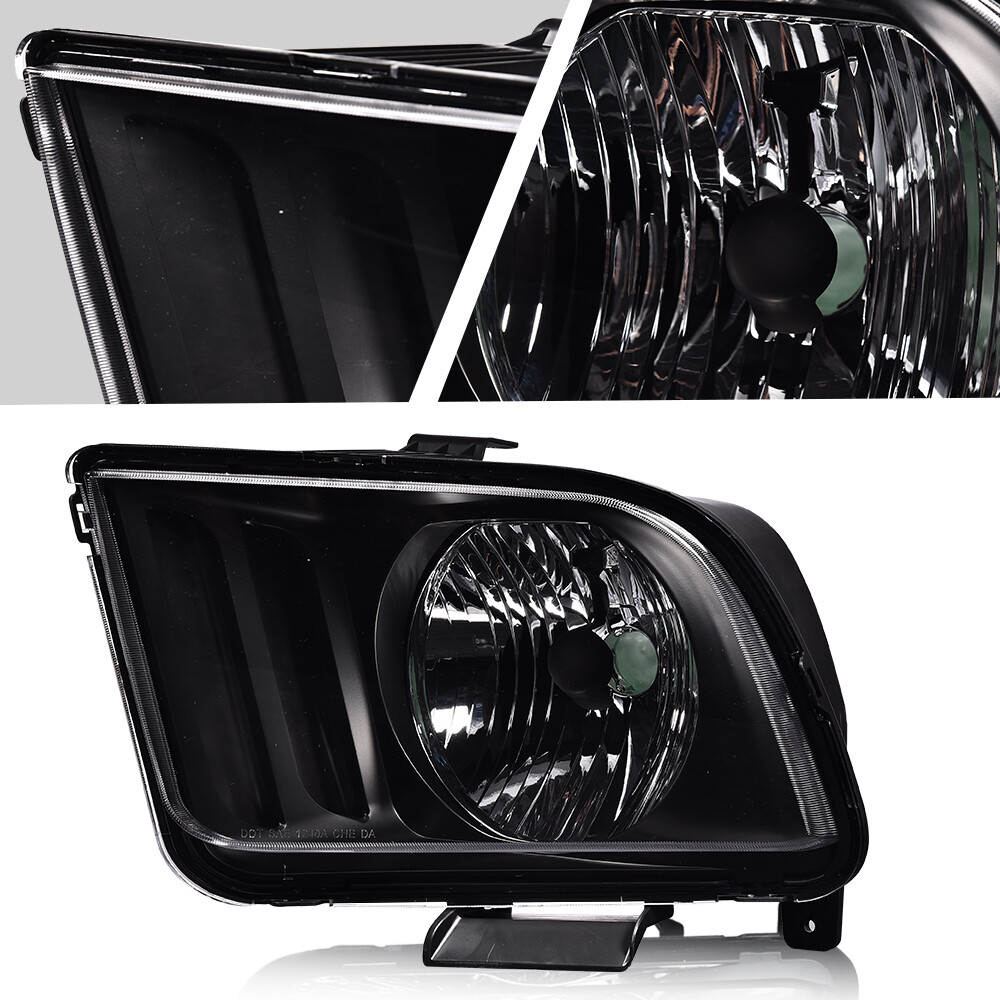 Fit For 2005-2009 Ford Mustang Headlights Replacement Lamps Left + Right Side