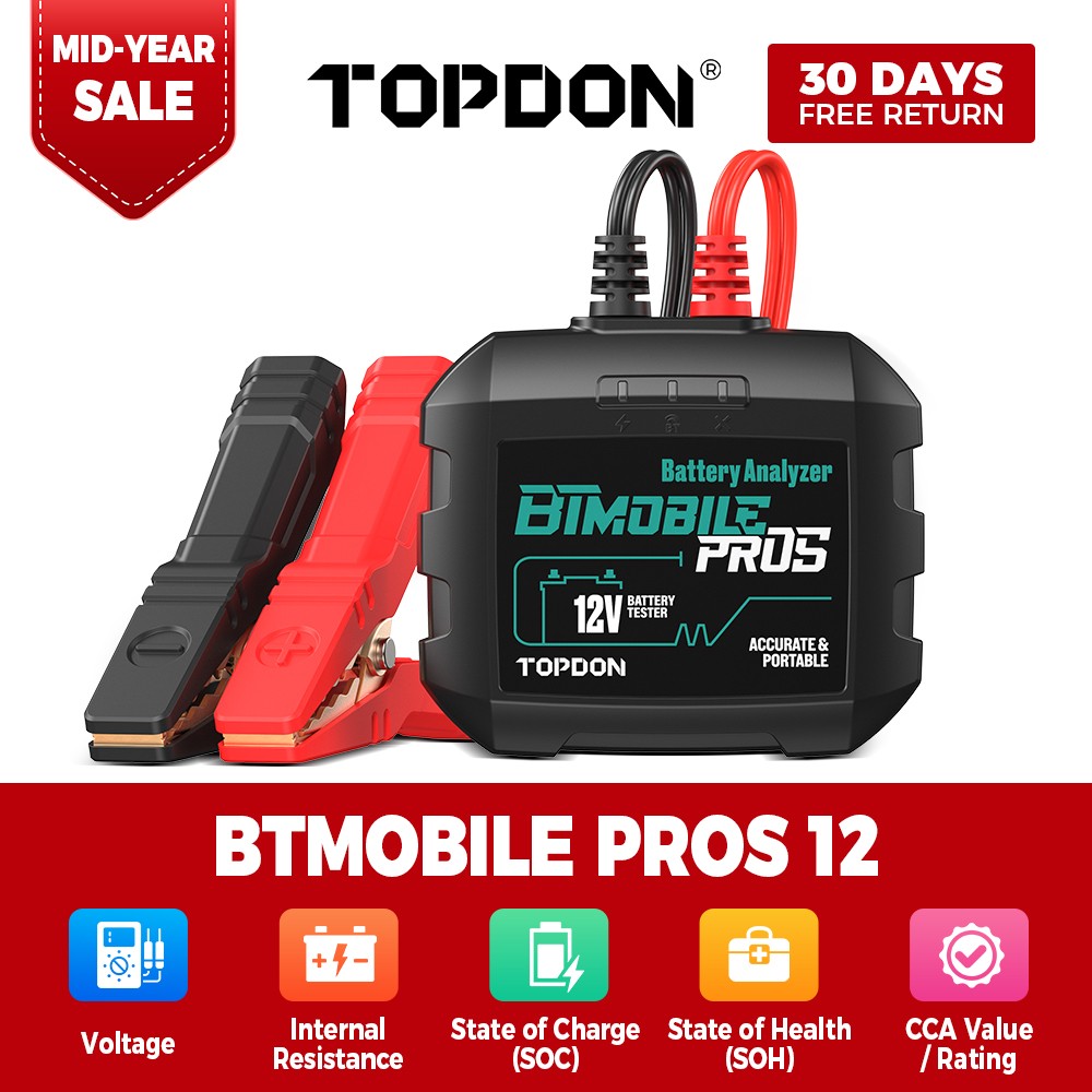 TOPDON BTMobile Pros 12V Scanner, For Cars,Motorcycles, ATVs & Light Duty Trucks