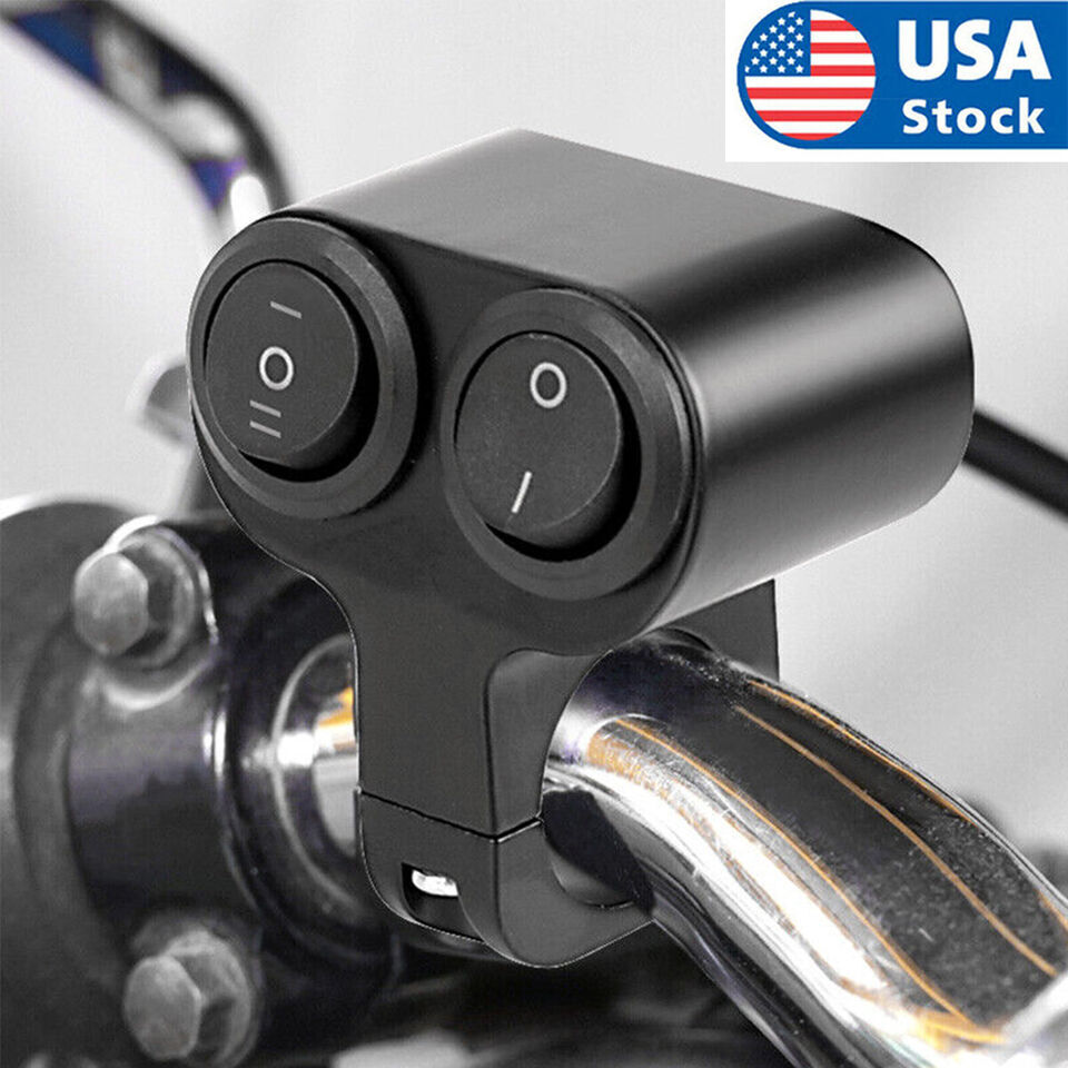 7/8” 22mm Motorcycle Handlebar Headlight Fog Spot Light Dual on off Switch 12V