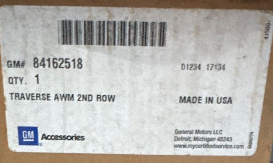 OEM GM 84162518 Chevy Traverse 2nd Row All Weather Floor Mat Black 2018-2024