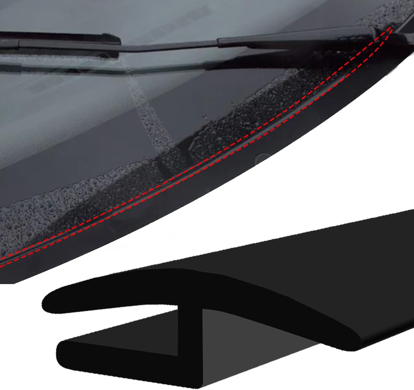 6ft Car Front Windshield Bottom Weather Stripping Seal Rubber Trim for Ford