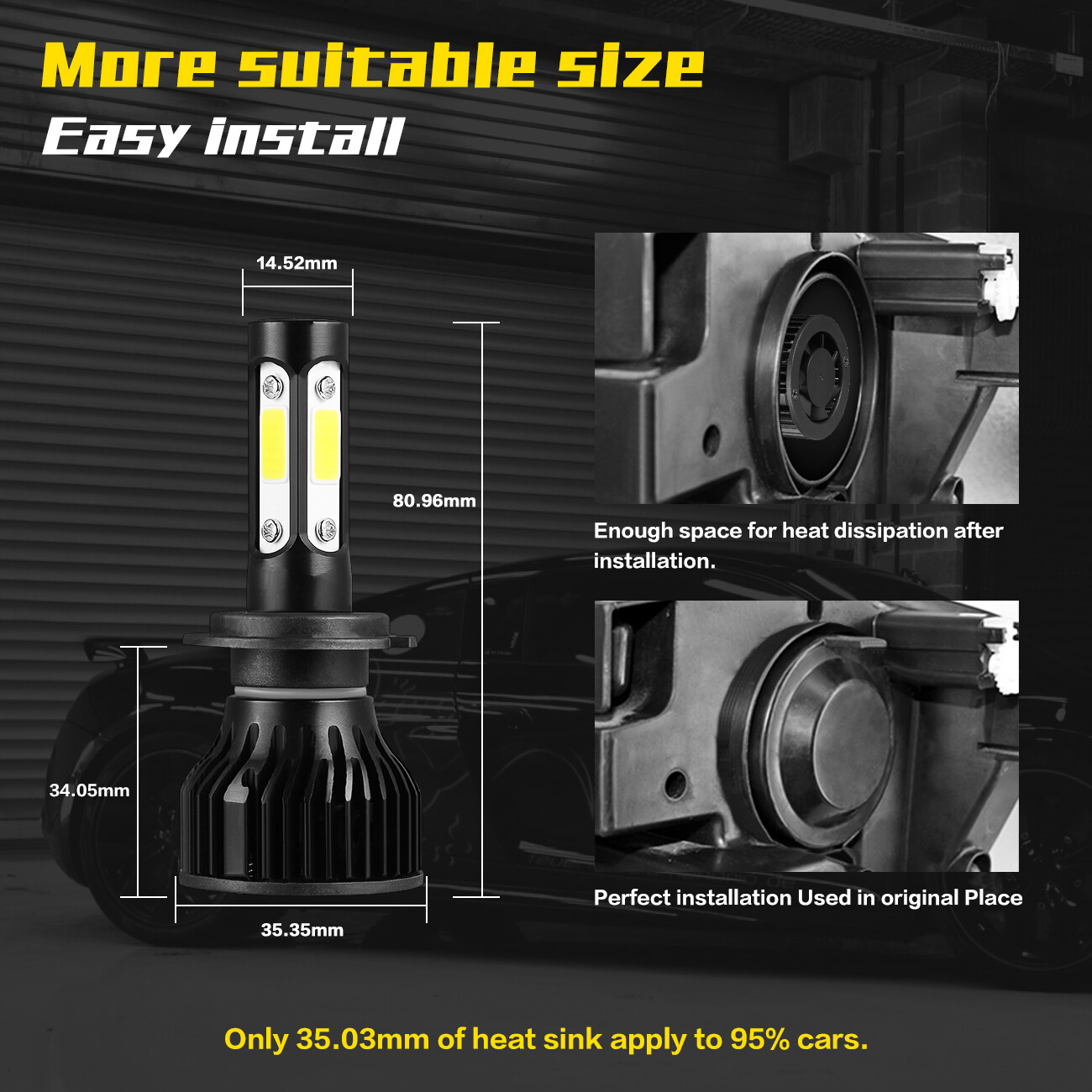 RIDROID H7 LED Headlight Bulb High Beam Or Low Beam 6000K Bulbs Bright Lamp x2