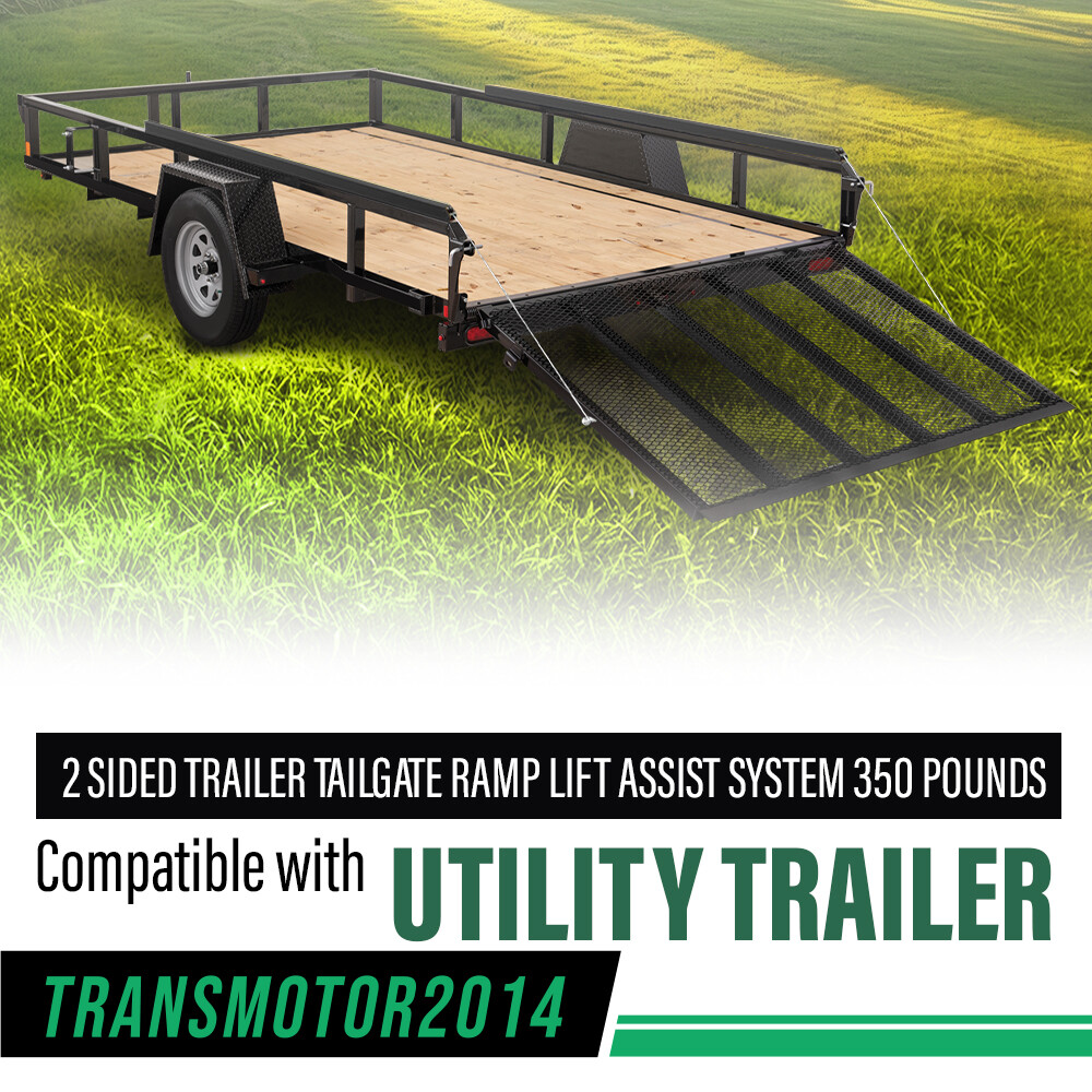 New 2 Sided Trailer Tailgate Liftgate Ramp Lift Assist System 350 Pounds Black