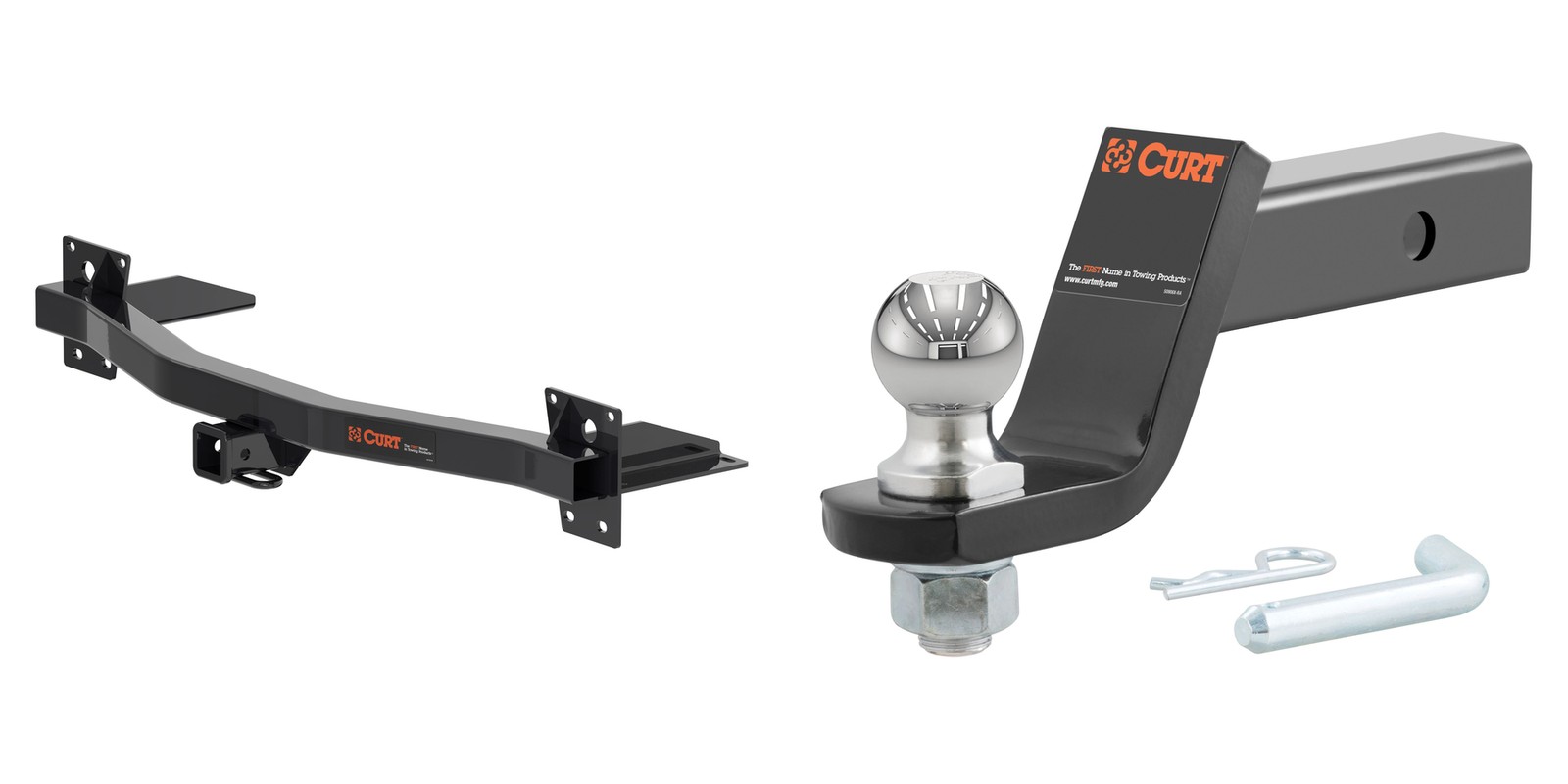CURT Trailer Hitch Tow Kit 2in Receiver Class 3, Ball Mount, Pin & Clip – 13433