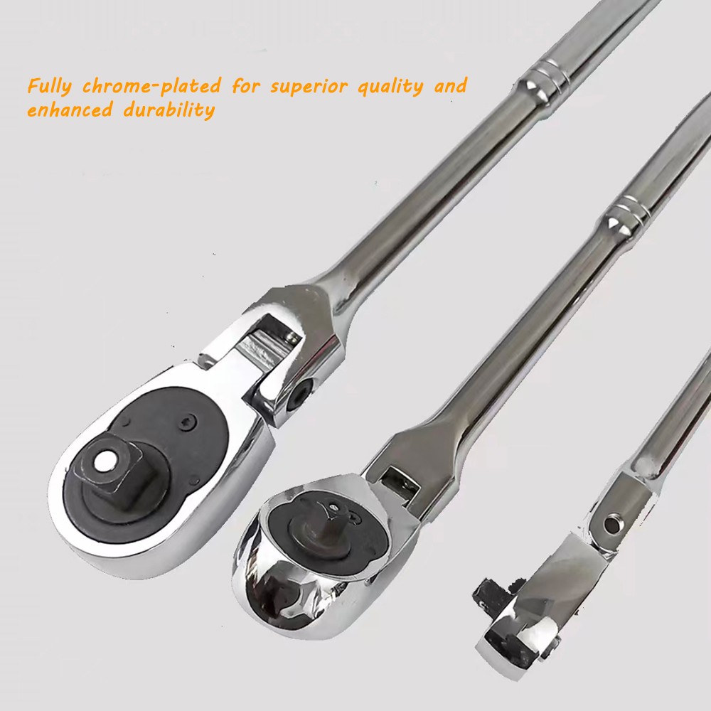 72-Tooth Flexible Handle Ratchet Wrench 10-Piece Set Includes 1/4-inch,3/8-inch