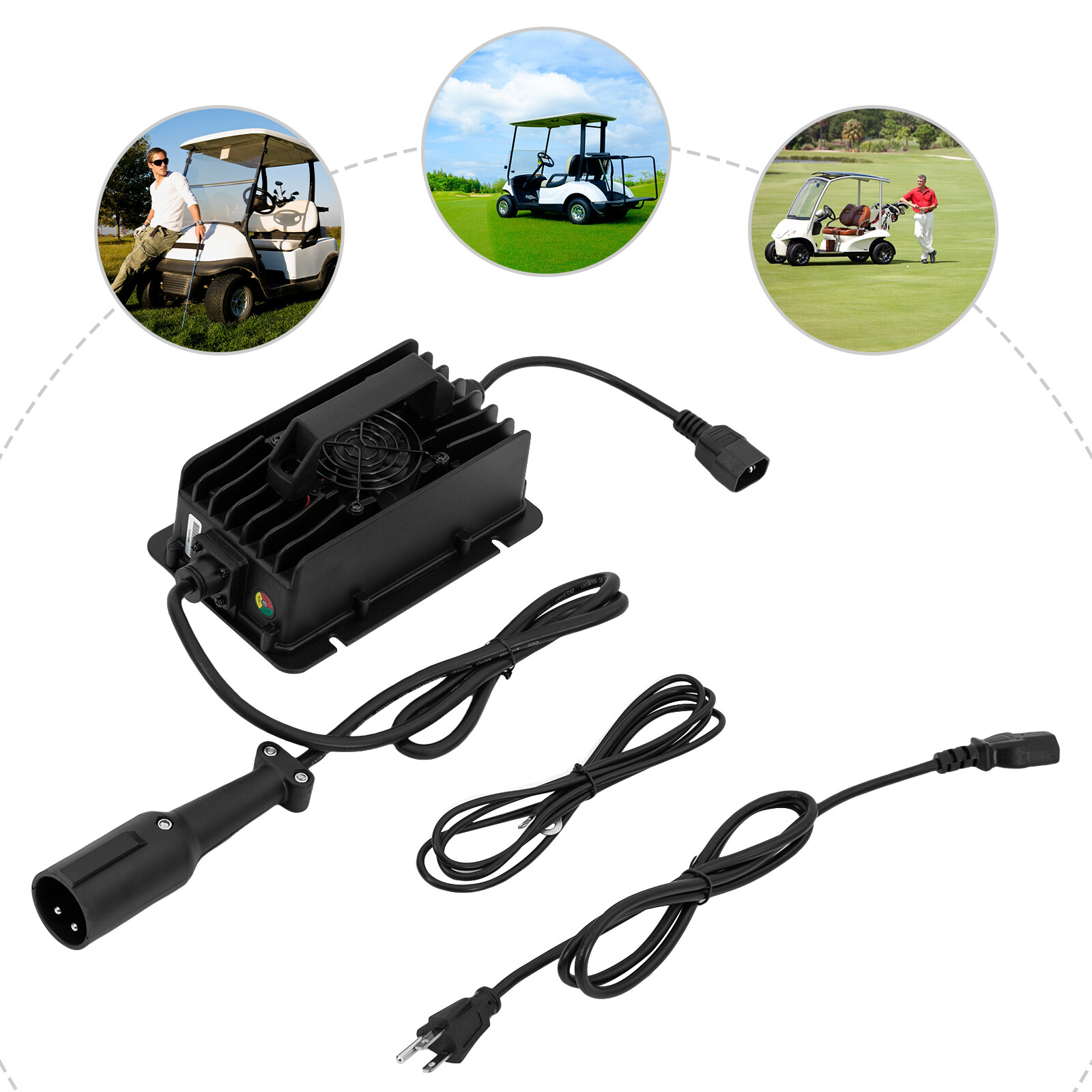 48V 15Amp Golf Cart Battery Charger With Power Cable Three-Stage Charging New
