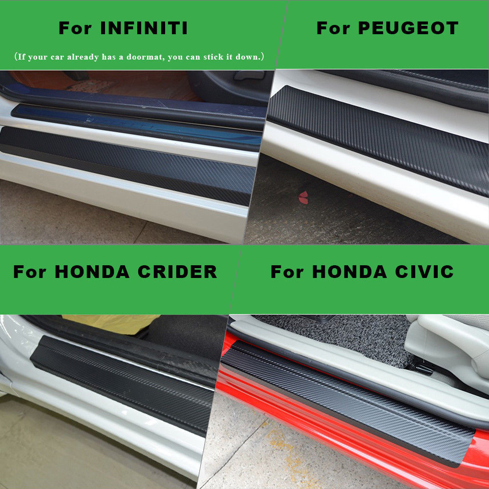 4X Carbon Fiber Car Door Plate Sill Scuff Cover Anti-Scratch Sticker Accessories