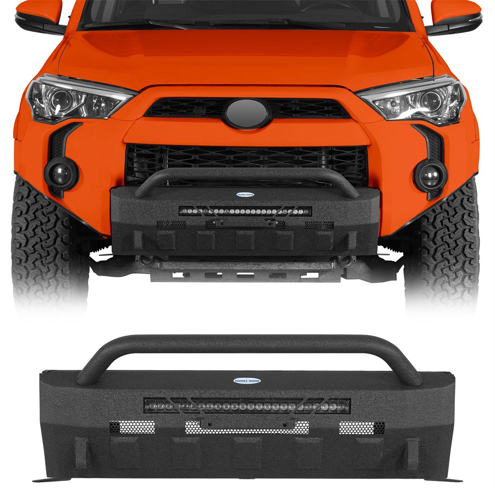 Fit 2014-2024 Toyota 4Runner Front Bumper w/ Lights Powder Coated Textured Steel