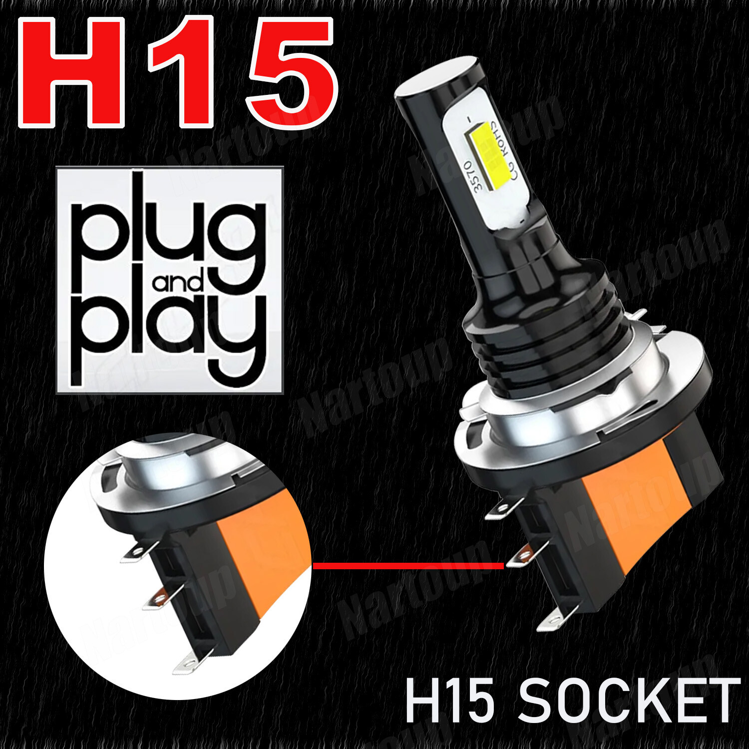 2PCS H15 Led Headlight Bulb Canbus Error Free High Beam DRL CSP 120W LD2261