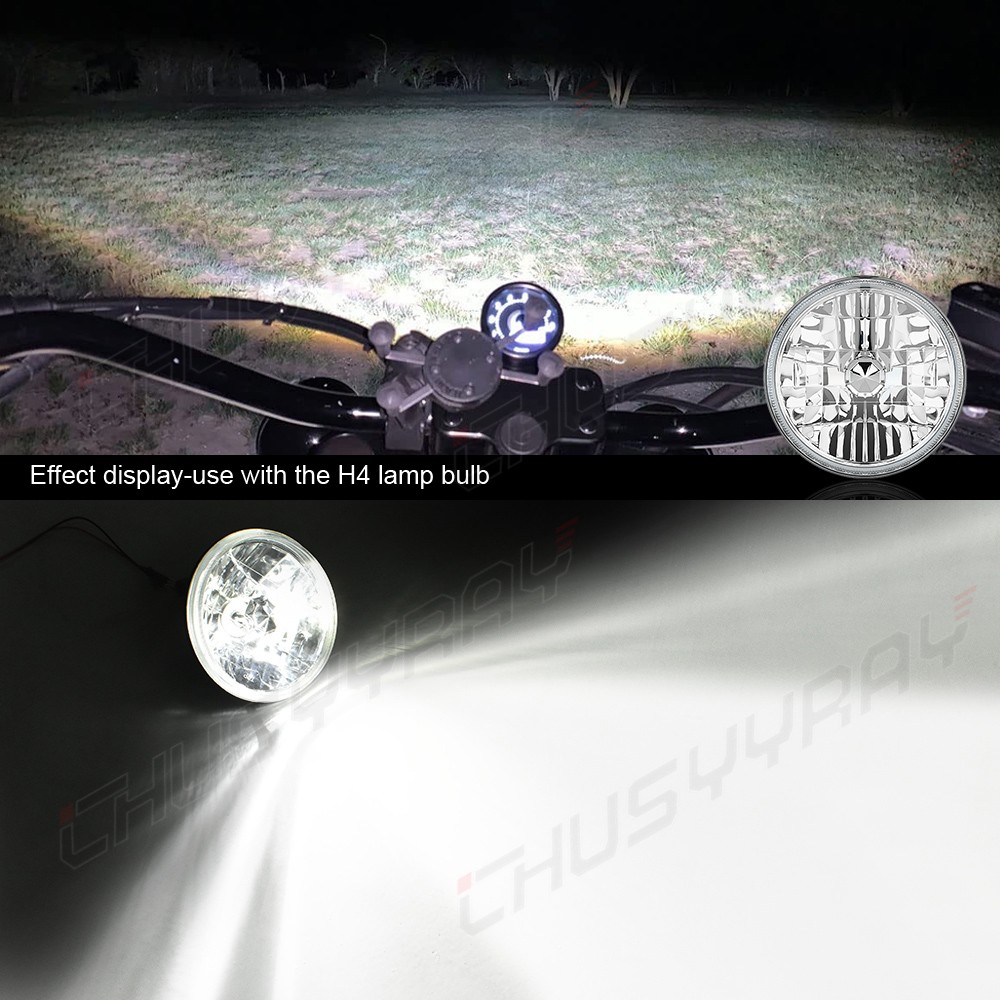 Head Light Glass Housing Lamp 7″ Round Pair