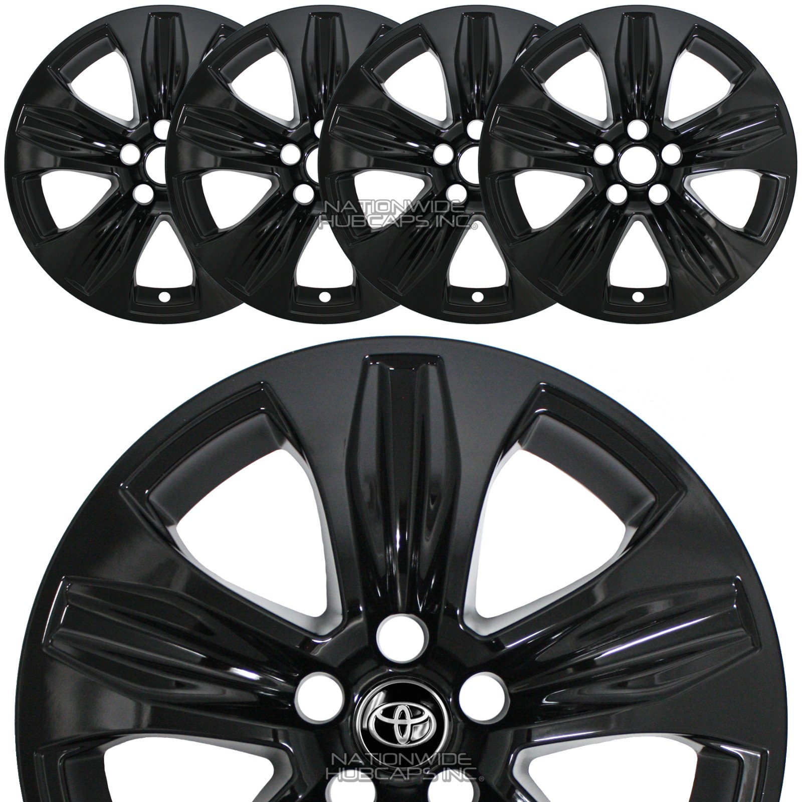 4 fits Toyota Highlander XLE 2020-2025 Black 18″ Wheel Skins Hub Caps Rim Covers