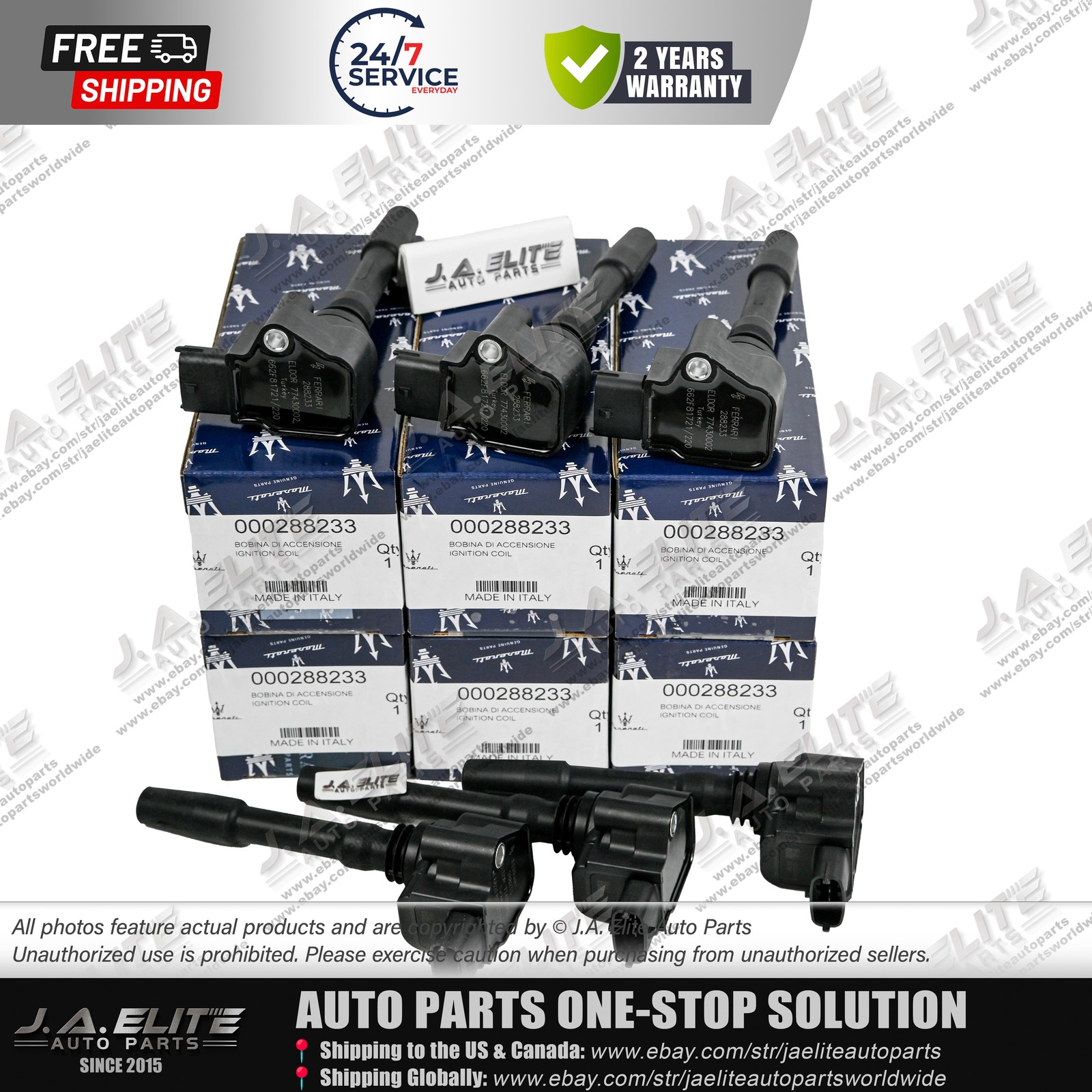6pcs Genuine Ignition Coils for Maserati Ghibli Levante Quattroporte 288233