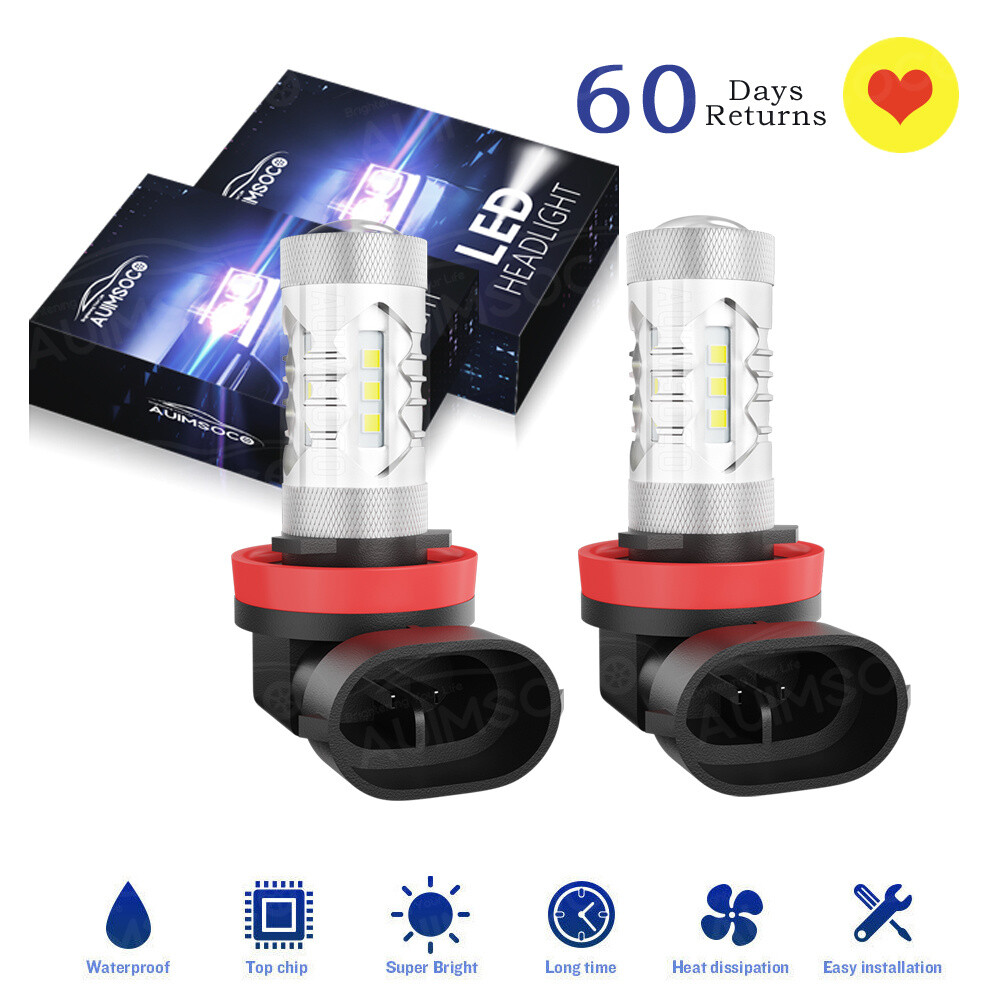 Super Bright H8 , H11 LED Fog Light Bulbs Kit 80W 4000LM 8000K White US SHIP